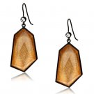 VL070 - IP Black(Ion Plating) Brass Earrings with Synthetic Synthetic Stone in Orange Default Title