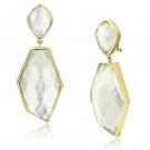 VL075 - IP Gold(Ion Plating) Brass Earrings with Synthetic Synthetic Stone in White Default Title