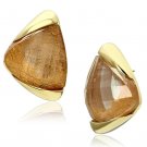 VL076 - IP Gold(Ion Plating) Brass Earrings with Synthetic Synthetic Stone in Orange Default Title