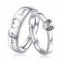 Wedding Love You Forever Heart 925 Sterling Silver Adjustable Promise Ring Women