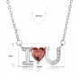 Wedding Red CZ I Love You Letters 925 Sterling Silver Necklace Rose Gold
