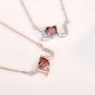 Wedding Red CZ I Love You Letters 925 Sterling Silver Necklace Silver