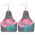 Western Cowgirl Style Sunflower Dreamcatcher Cow Earrings in Leather 1