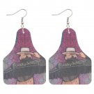 Western Cowgirl Style Sunflower Dreamcatcher Cow Earrings in Leather 4