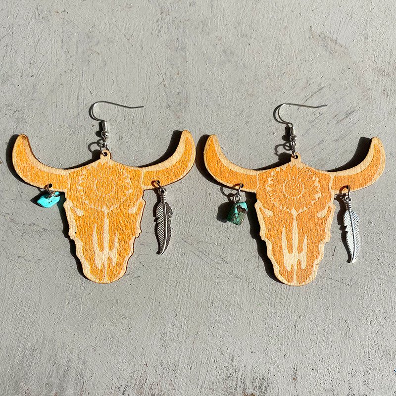 Western style wood wood earrings 3