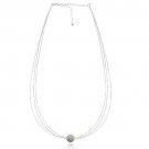 White Crystal Fireball Three Wire Necklace N13083CR