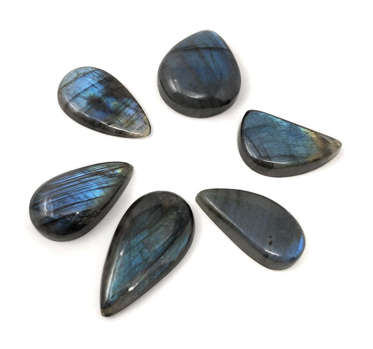 Wholesale 7 Pcs Labradorite CaboWire Wrapping Jewelry Supplies Drop Shape 24mm-35mm Default Title