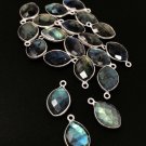 Wholesale Labradorite Gemstone Charms; Sterling Silver ChaJewelry Supplies 3 Pcs-4 Pcs 15.5x9