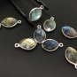 Wholesale Labradorite Gemstone Charms; Sterling Silver ChaJewelry Supplies 3 Pcs-4 Pcs 15.5x9