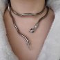 Winding snake necklace dark collar for women and men silver