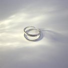 Women Double Layer CZ Lines 925 Sterling Silver Adjustable Ring Rhodium