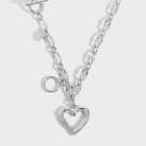 Women Hollow Heart Chain 925 Sterling Silver Necklace Silver