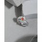 Women Red Round CZ Irregular 925 Sterling Silver Adjustable Ring Rhodium