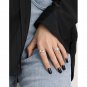 Women Red Round CZ Irregular 925 Sterling Silver Adjustable Ring Rhodium