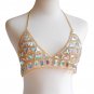 Women Sexy Colorblock Backless Bra Chain + Waist Chain Set Body Chain Silver