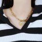 Women Stainless Steel Multilayer Necklace, Heart Pendant Chain Link Toggle Clasp Necklace Rose Gold