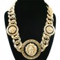 Women's Basketball Wives Style Gold Lion Heads Necklace Hip Hop Statement Chunky Chain Silver