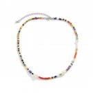 Women's Colorful Baroque Faux Pearl Beaded Choker Necklace Silvery
