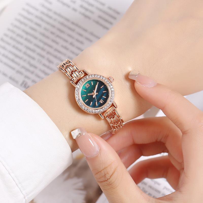 Women's exquisite small dial light luxury watch mother shell dial blue