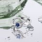 Women's Star Single Row Blue Diamond Pentagram Open Planet Ring White gold
