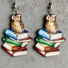 Wooden earrings gift book brush print earrings 1
