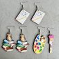 Wooden earrings gift book brush print earrings 1