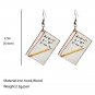 Wooden earrings gift book brush print earrings 1