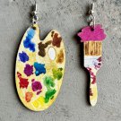 Wooden earrings gift book brush print earrings 3