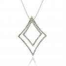 .925 Sterling Silver 1 CTW Genuine Diamond Double 2 Geometric 2 in 1 Pendant Necklace N9526