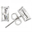 0W162 - Rhodium 925 Sterling Silver Earrings with AAA Grade CZ in Clear Default Title