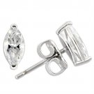 0W167 - Rhodium 925 Sterling Silver Earrings with AAA Grade CZ in Clear Default Title