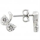 0W176 - Rhodium 925 Sterling Silver Earrings with AAA Grade CZ in Clear Default Title