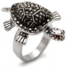 0W285 - Rhodium Brass Ring with Top Grade Crystal in Multi Color