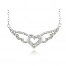 1-10 Ct Diamond Heart Angel Wings Necklace NBR13853