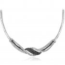 1-4 Ct Black & White Diamond Twist Frontal Necklace NBR13874M
