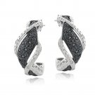 1-4 Ct Black & White Diamond Twist Half Hoop Earrings EBR13874M
