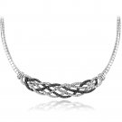 1-4 Ct Black & White Diamond Weave Frontal Necklace NBR13871M