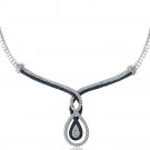 1-4 Ct Blue & White Diamond Intertwining Infinity Frontal Necklace NBR13873M3