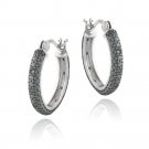 1-5ct Black Diamond Round Hoop Earrings HBR13644M4