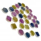 10 Pcs Natural Sapphire GemsSilver Connectors Bulk Wholesale Jewelry Supplies 20x14mm - 23x16
