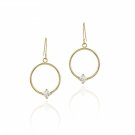 10K Gold Circle Dangle Earrings with CZ Square Stud ESG11716