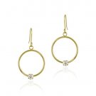 10K Gold Circle Dangle Earrings with CZ Stud ESG11714