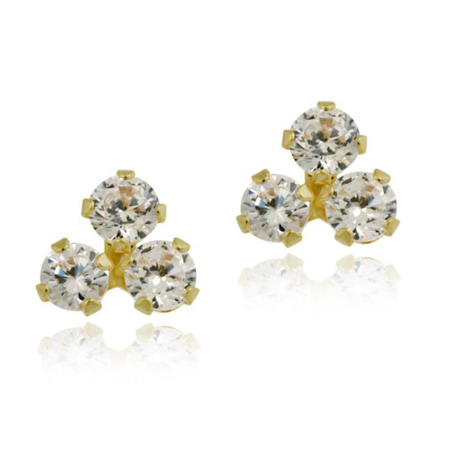 10K Gold Cubic Zirconia Cluster Mini Stud Earrings ESG12625
