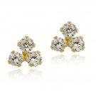 10K Gold Cubic Zirconia Cluster Mini Stud Earrings ESG12625