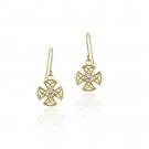 10K Gold CZ & Cross Design Dangle Earrings ESG11705