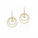 10K Gold CZ & Double Circles Dangle Earrings ESG11711