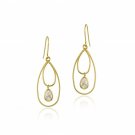 10K Gold CZ & Double Teardrops Dangle Earrings ESG11717