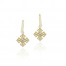 10K Gold CZ & Open Diamond Shape Dangle Earrings ESG11704