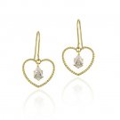 10K Gold CZ & Open Heart Dangle Earrings ESG11712