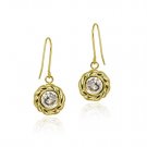 10K Gold CZ & Twisted Border Dangle Earrings ESG11715